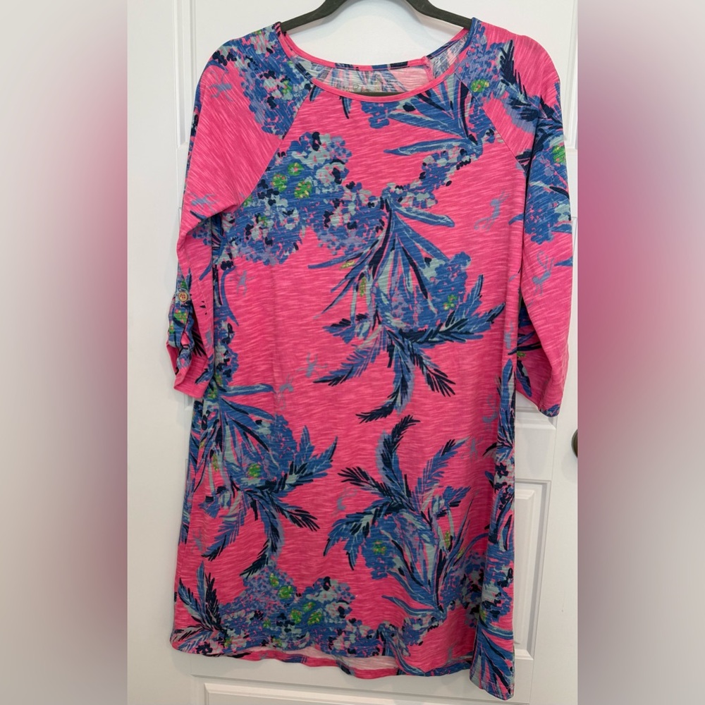 Lilly Pulitzer Surfcrest Swing Dress In Tiki Pink Out On A Limb Size Medium